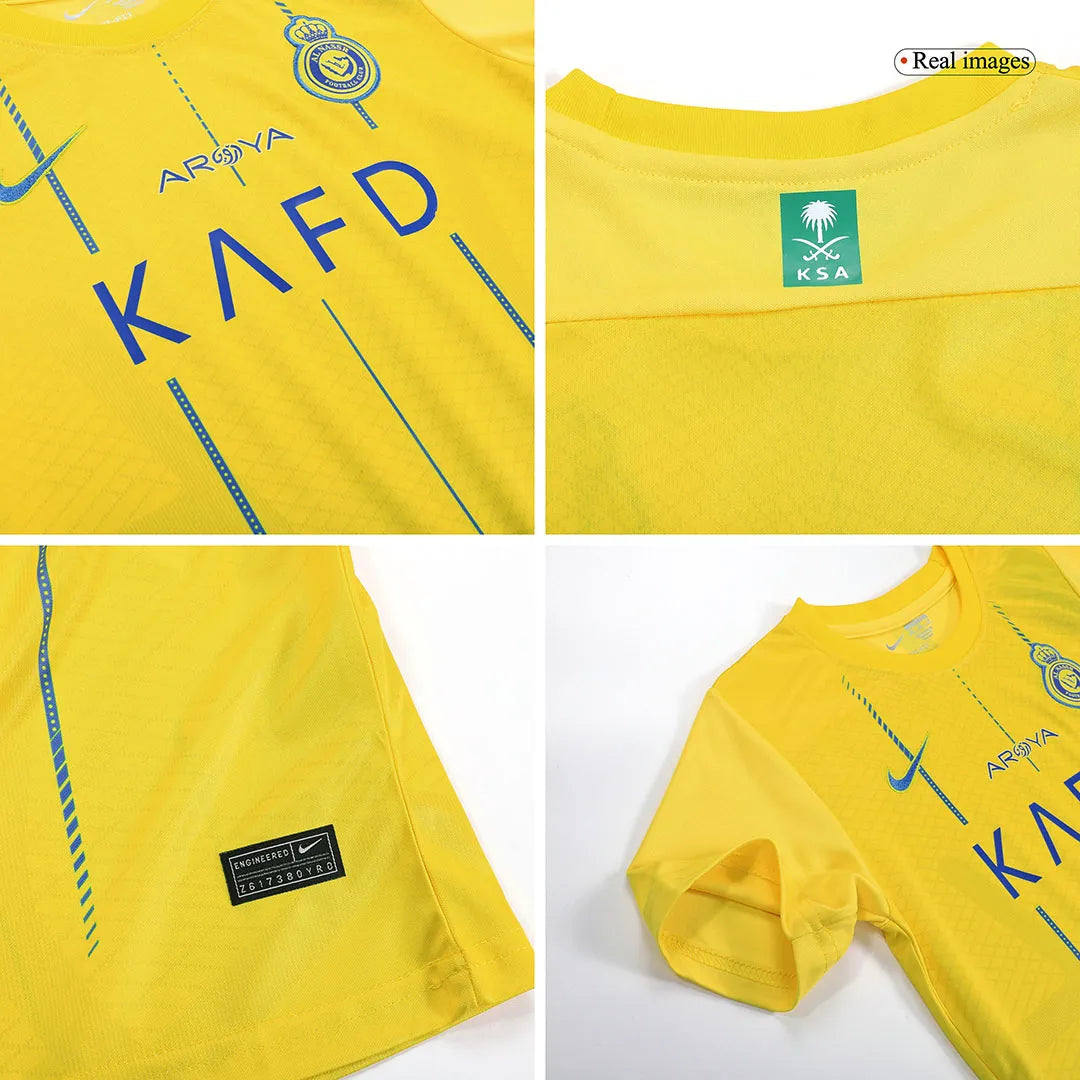 Kids Al Nassr Home Whole Kit(Jersey+Shorts+Socks) 2023/24