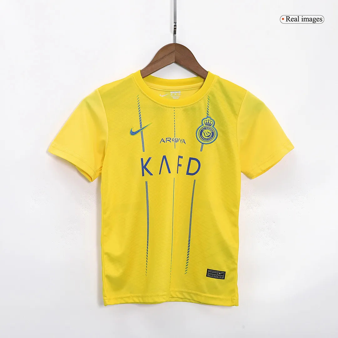 Kids Al Nassr Home Whole Kit(Jersey+Shorts+Socks) 2023/24